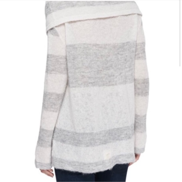 Free People Lulu Rugby Grey/white Stripe Cowl Neck Sweater Size Small - Picture 3 of 6